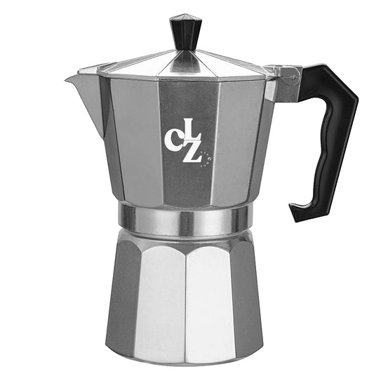 CLZLIUCHUI Silver Stovetop Espresso and Coffee Maker - The Italian and Cuban Coffee Maestro! Unleash Passion, One Pot of Richness, Craft Your Own Coffee World! Greca Moka Pot - 6 Espresso Cups